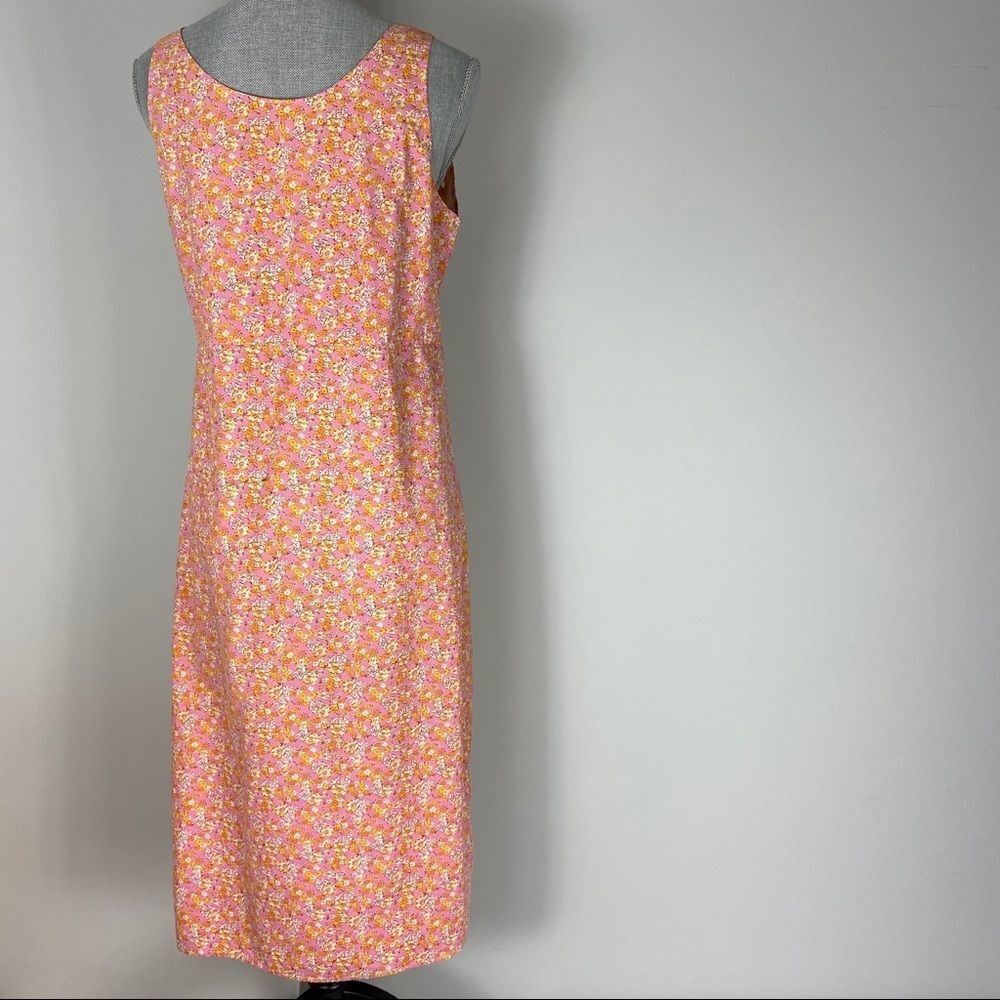 Vintage Pink Orange Floral Dress Handmade.Feminine Summer Romantic Poetcore - Picture 4 of 12